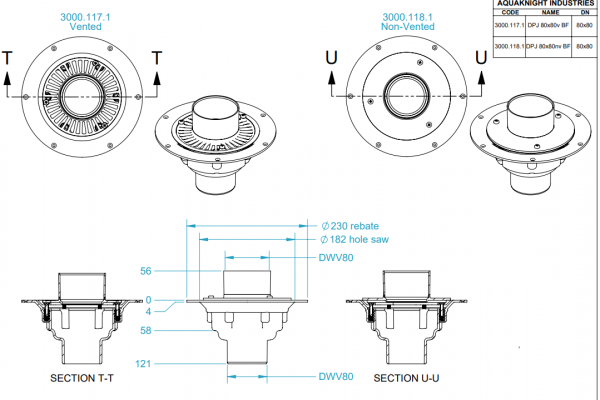 Aqua Down-Pipe Junction Vented Big Flange 80mm - Image 2
