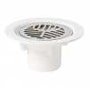 Aqua Deck Drain SS Flat Top Bottom Exit Small Flange 80mm