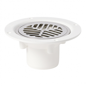 Aqua Deck Drain SS Flat Top Bottom Exit Small Flange 80mm
