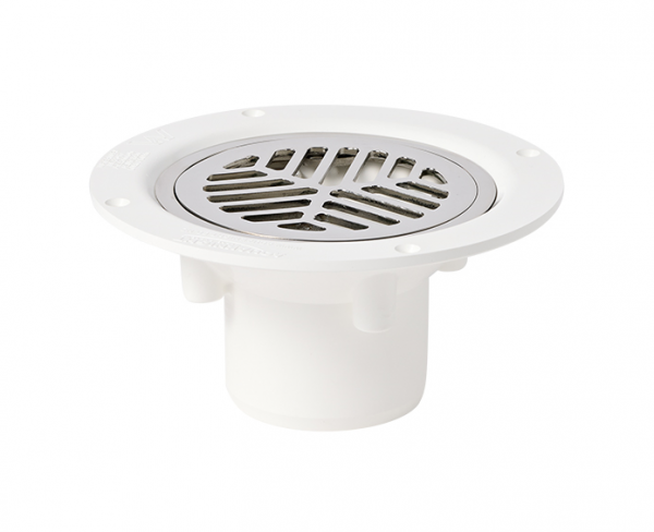Aqua Deck Drain SS Flat Top Bottom Exit Small Flange 80mm