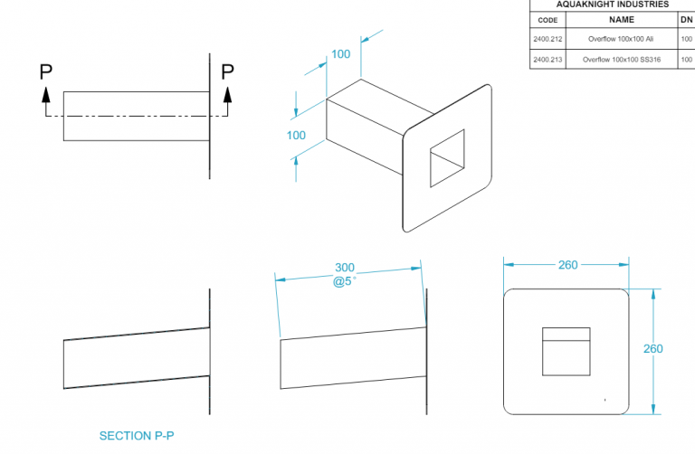 Aluminium Overflow 100mm x 100mm – Rubber Roofing